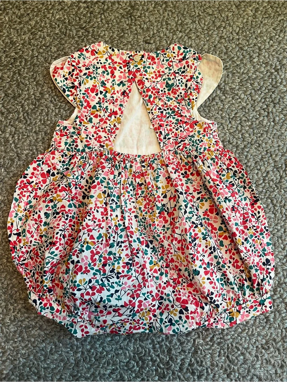 JACADI Floral Bubble Dress - Pink, Yellow & Teal Floral Print